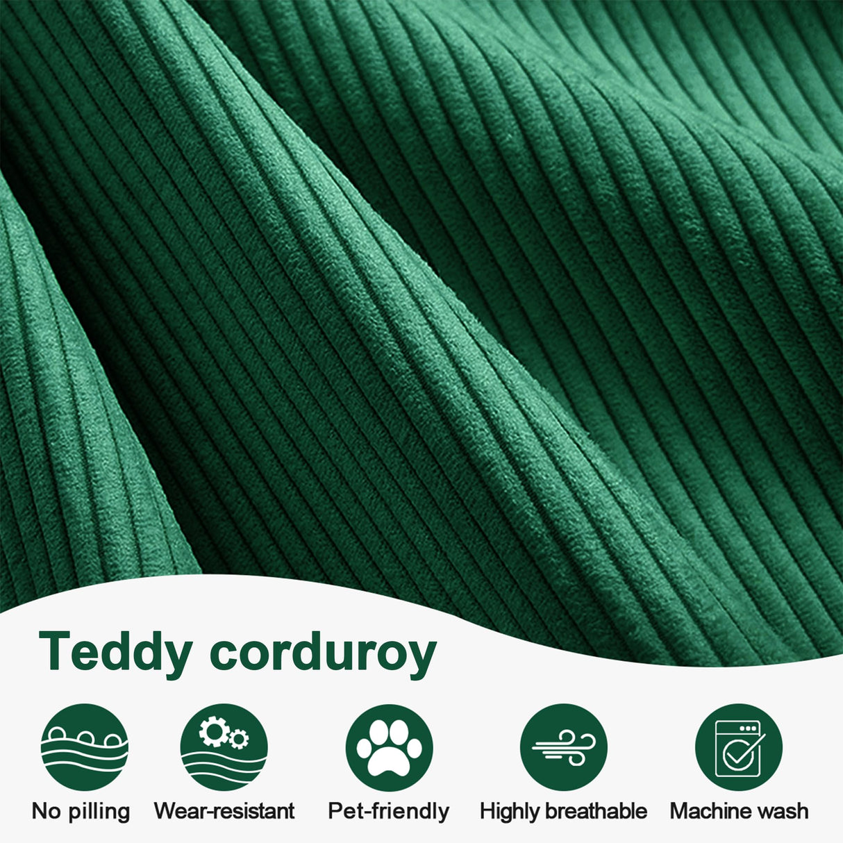 Carzzi-Life 79" Convertible Sofa Bed with Pillows, Corduroy Folding Sleeper Sofa with Fixed-Shape Frame, Boneless Couch for Living Room Bedroom, Floor Sofa Lounge No Assembly Required (Green) Carzzi-Life