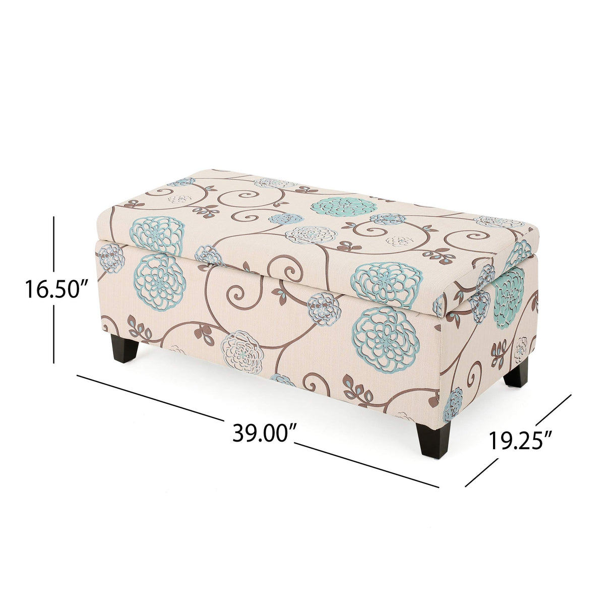 Christopher Knight Home Breanna Fabric Storage Ottoman, White And Blue Floral Christopher Knight Home