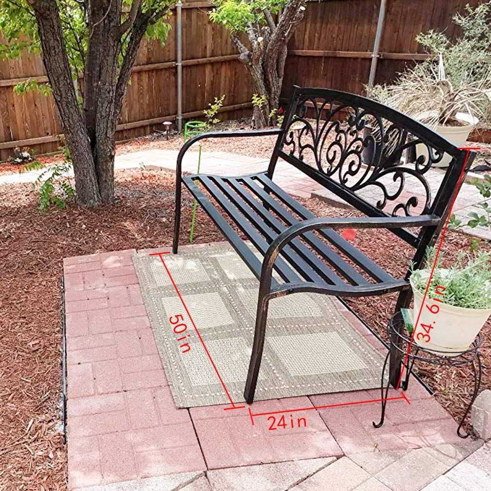 Garden Bench Outdoor Bench Patio Bench for Outdoors Metal Porch Clearance Work Entryway Steel Frame Furniture for Yard FDW