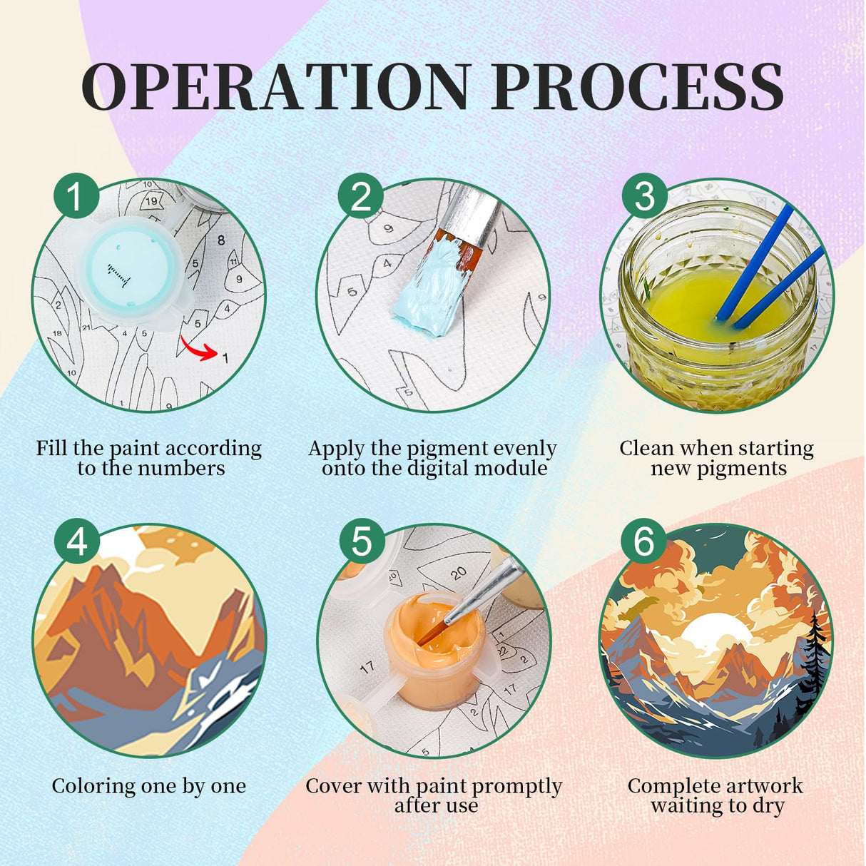 4 Pack Framed Paint by Numbers Kit for Adults with Wooden Easel, Landscape Sunset Paint by Numbers with Frame for Beginner, Mountains Lake Adult Paints by Number Kits on Canvas Framed 8 x 12 Inch Camocin