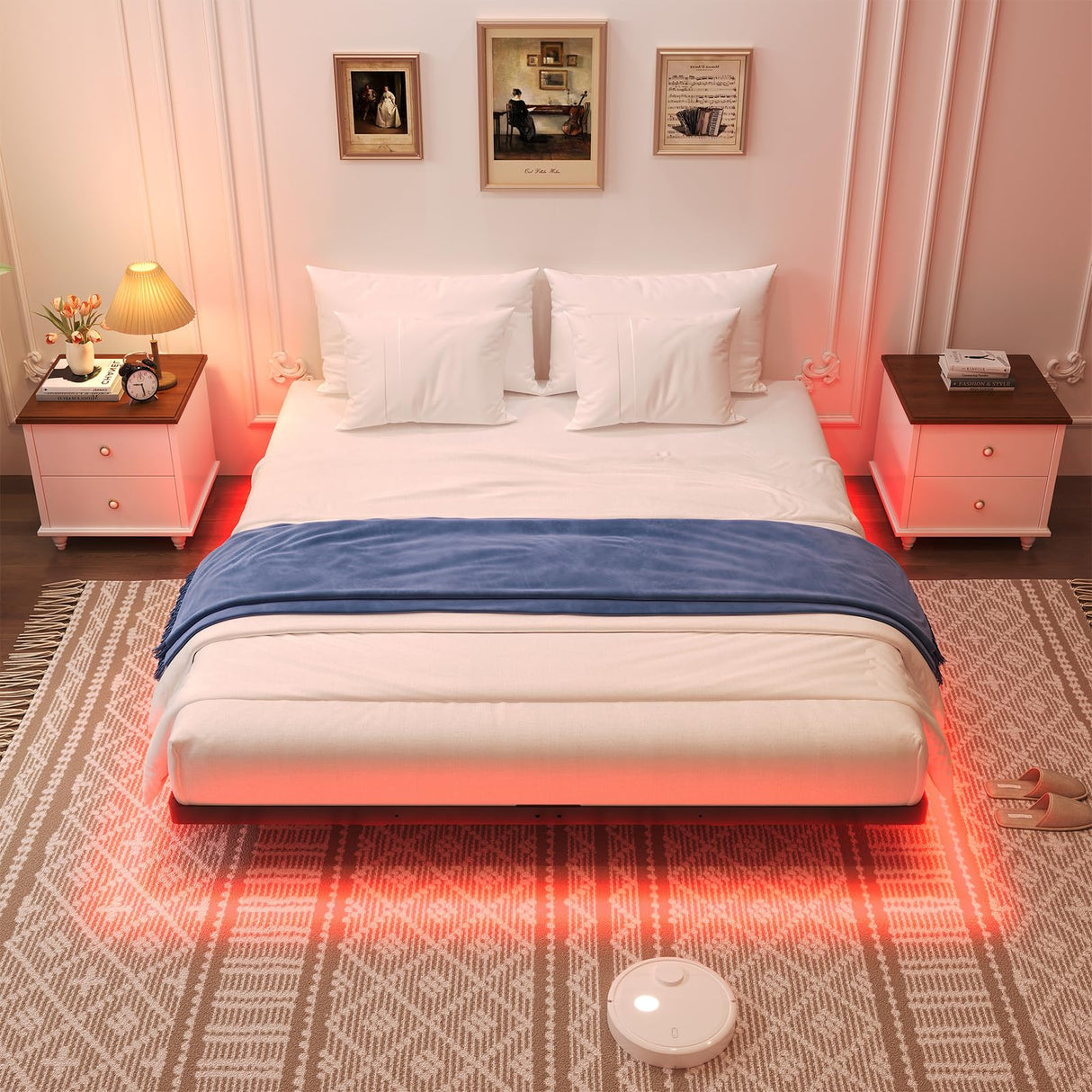Awesofurni Floating Bed Frame King Size, King Bed Frame with Smart LED Lights, Heavy Duty Modern Metal Platform Bed No Box Spring Needed - Easy Assembly and Noise Free Awesofurni
