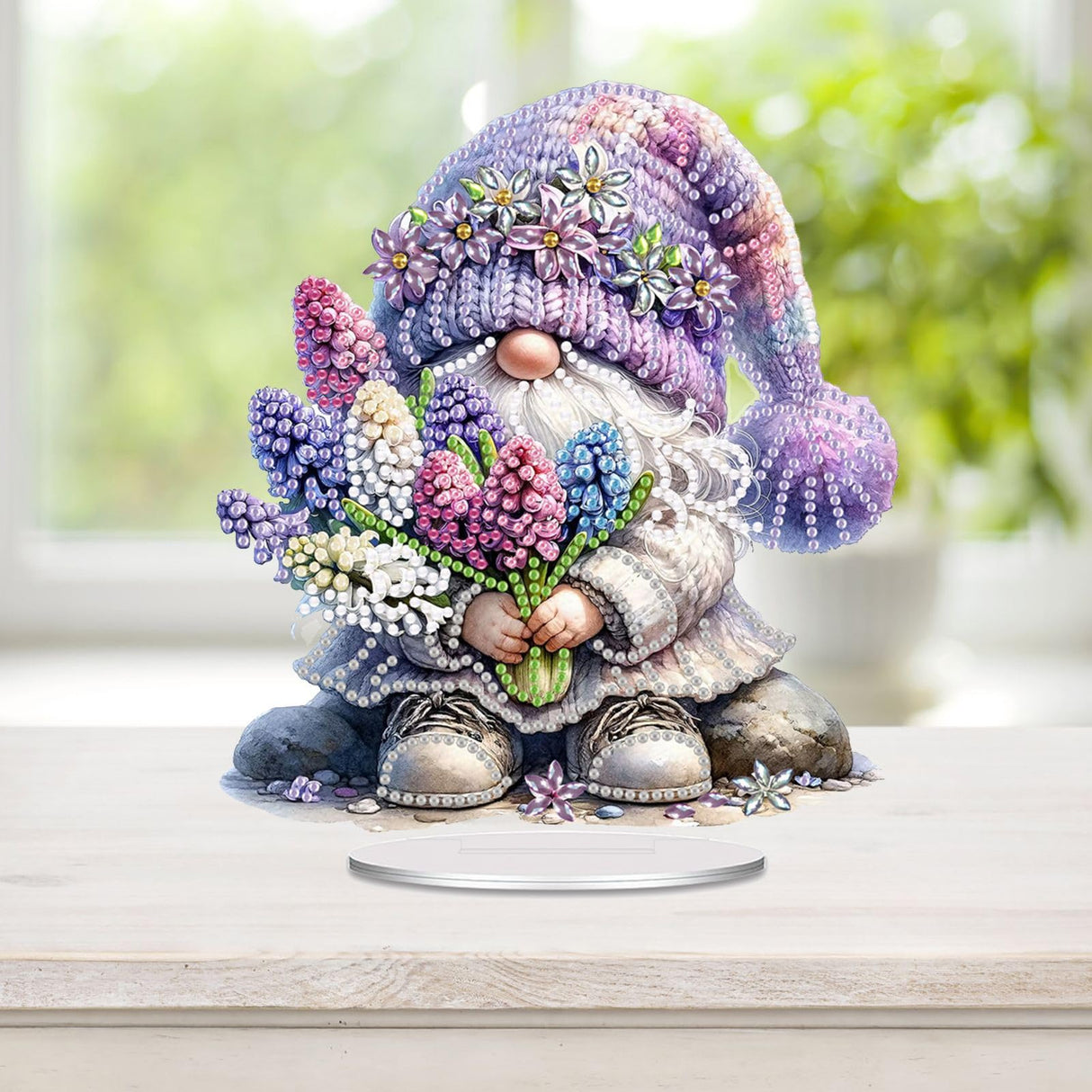 ARTopet DIY Diamond Desktop Ornament Special Shaped Crystal Lavender Gnome Acrylic Diamond Art Painting Tabletop Ornaments Single Sided Diamond Home Decor ARTopet