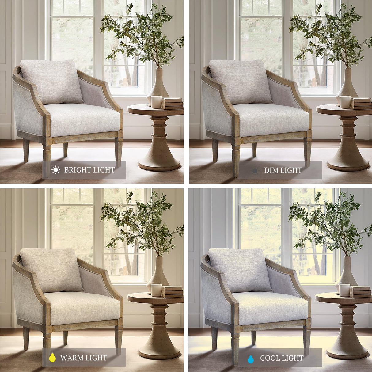 Martha Stewart Whitney Accent Chair for Living Room Bedford Collection, Solid Wood Frame, Plush 6.75" Thick Seat Cushion Removable Backrest, Rustic Farmhouse Furniture Bedroom Chair, 27" W Natural Martha Stewart