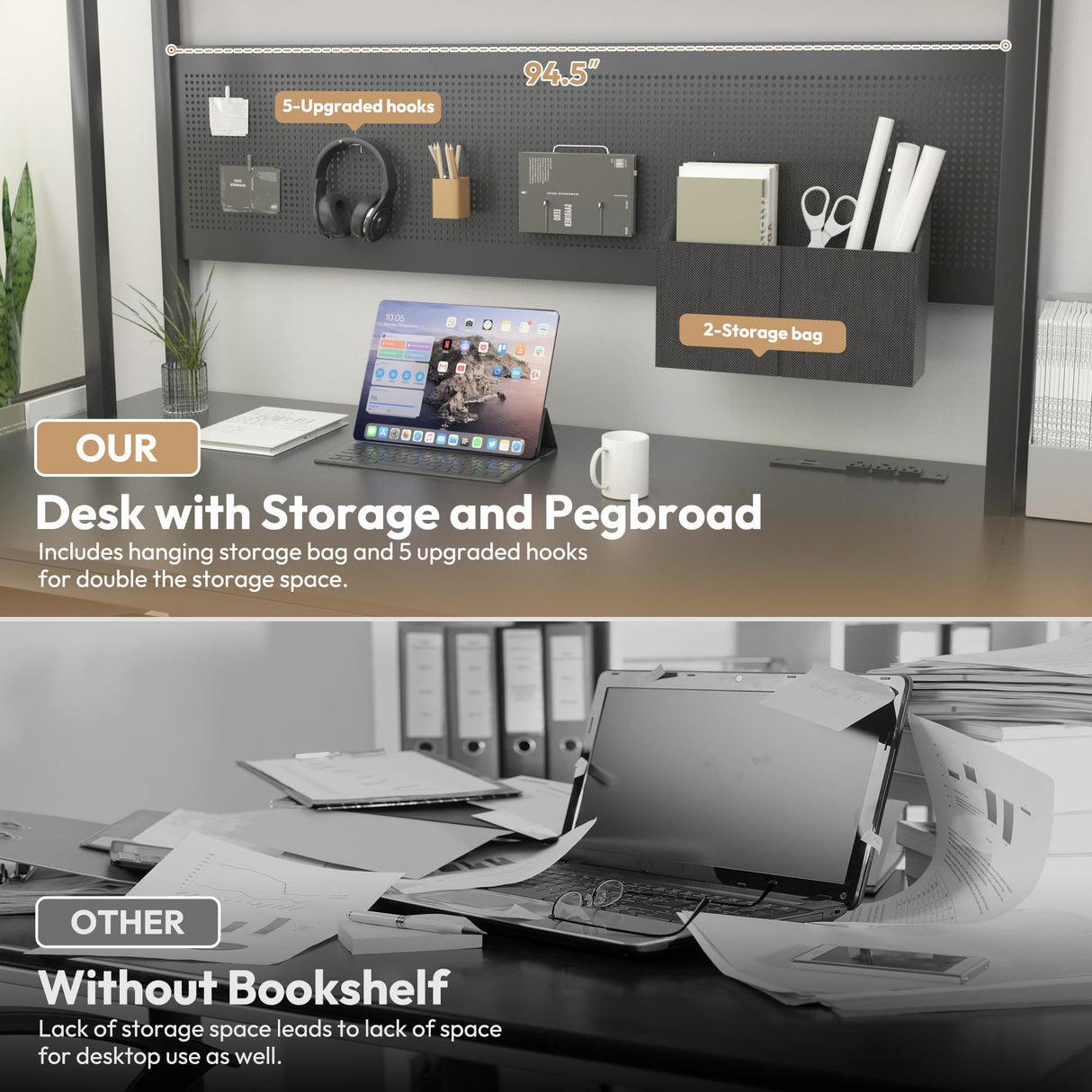 Dowinx L Shaped Desk with Pegboard and Removable Filing Cabinet, Reversible 67” Computer Gaming Desk with Power Outlet and Led, Office Corner Desk with Storage for Home Game, Black Dowinx