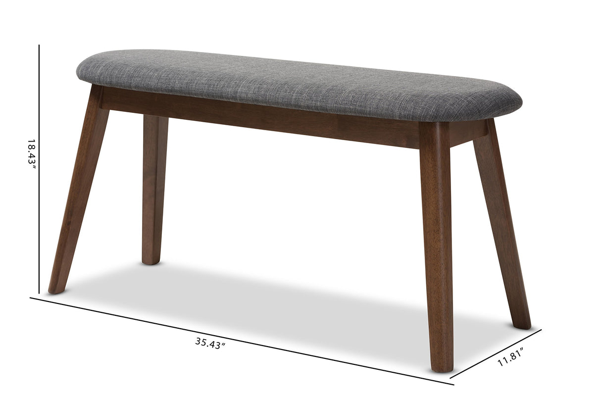 Baxton Studio Easton Mid-Century Modern Dark Grey Fabric Upholstered Walnut Finished Wood Bench Baxton Studio