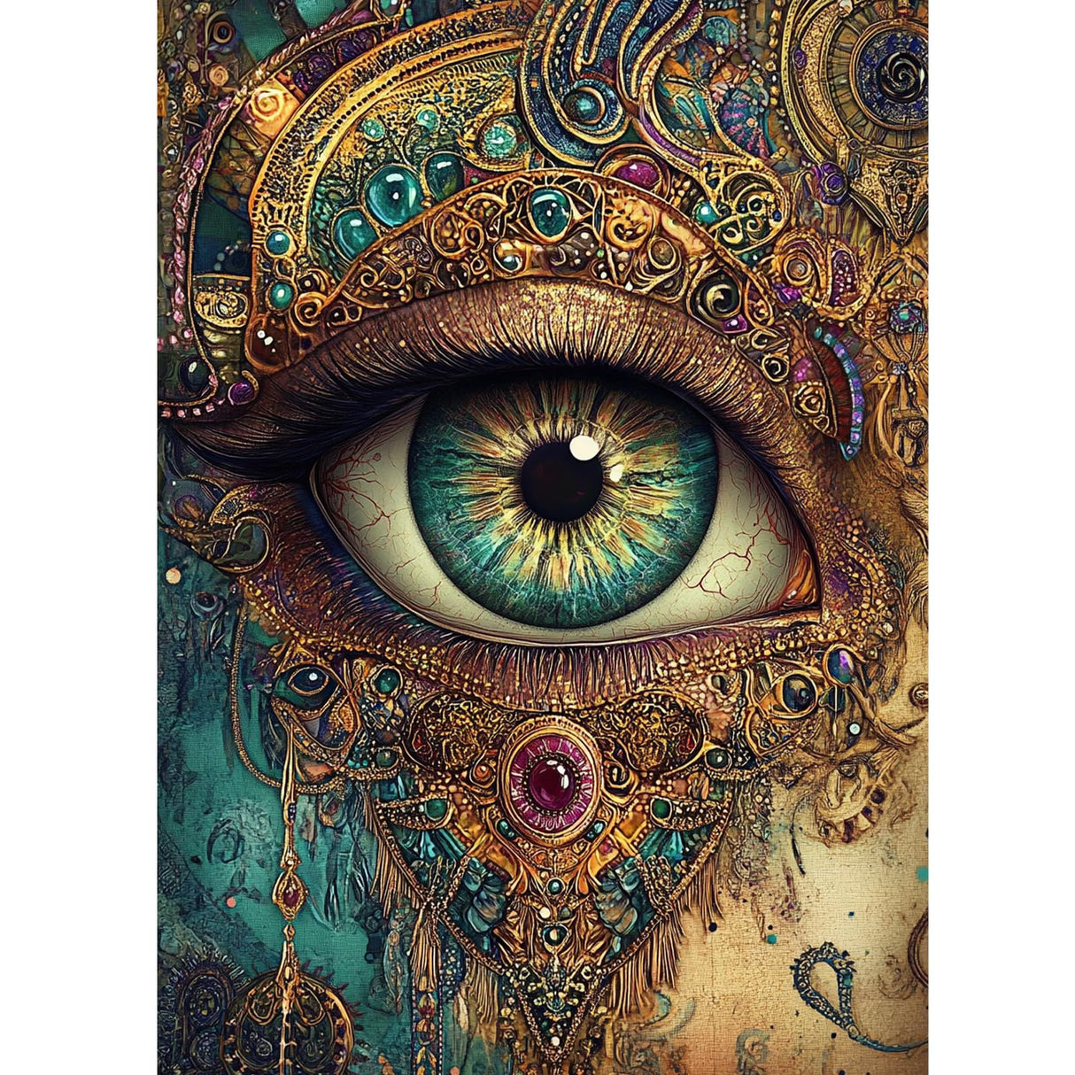 KEYIFA Eye Diamond Art Kits, 5D DIY Diamond Painting for Adults, Round Full Drill, Fantasy Diamonds Dots Mosaic Painting, Crystal Gem Arts Craft for Home Wall Decor 12x16 in KEYIFA