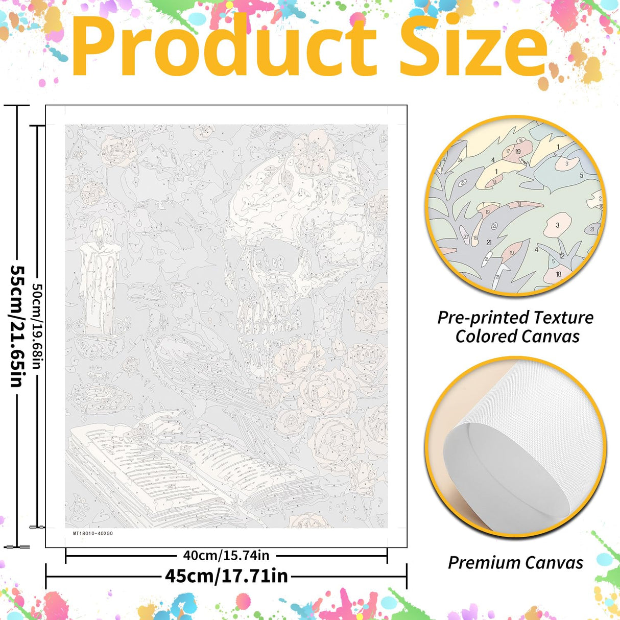 Paint by Numbers Kit for Adults, Skull Paint by Numbers Kit for Adults Beginners, DIY Acrylic Painting on Canvas for Home Wall Art Decor(16x20Inch Mandun