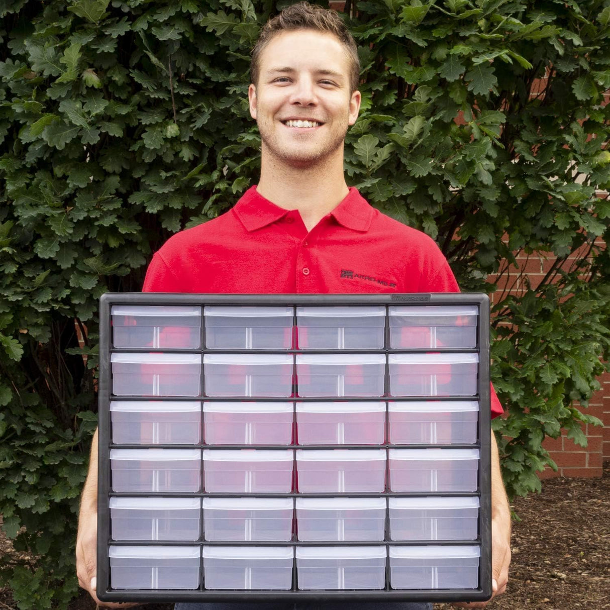 Akro-Mils 10124 24-Drawer Plastic Drawer Storage Cabinet for Garage Organization, Bead Organizer, Lego Storage, Teacher Toolbox, Makeup Organizer, and More, 20-Inch W x 6-Inch D x 16-Inch H, Black Akro-Mils