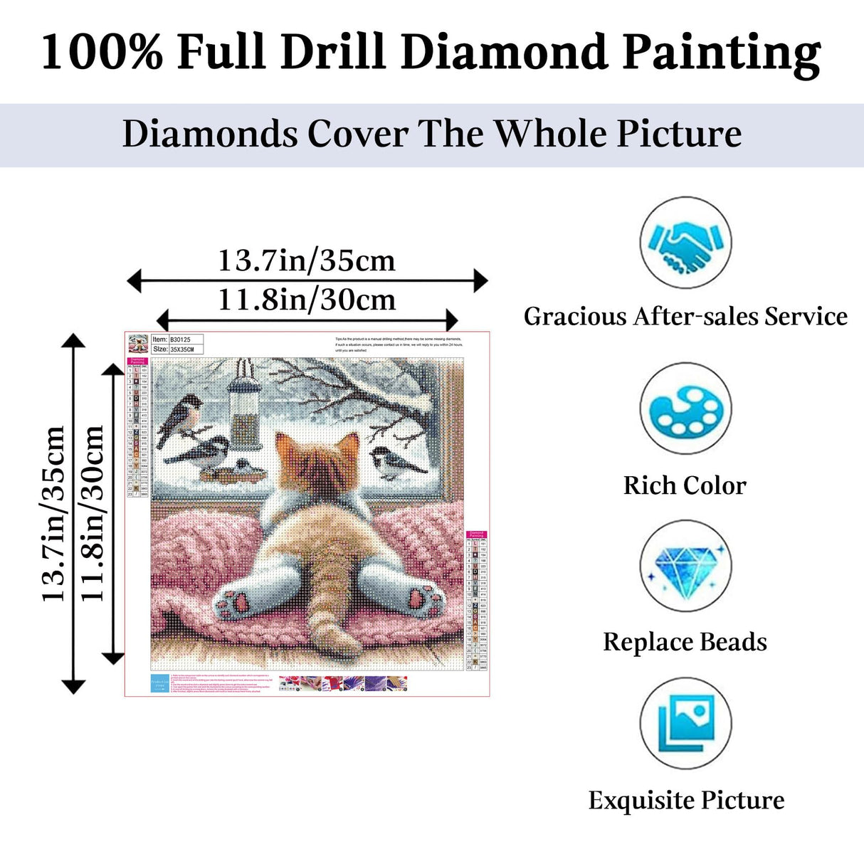 JAKI Cat Diamond Painting Kits for Adults Beginners-Animal Diamond Art Kit for Adults,5D DIY Gem Art Kits for Gift Home Wall Decor(14x14inch) JAKI