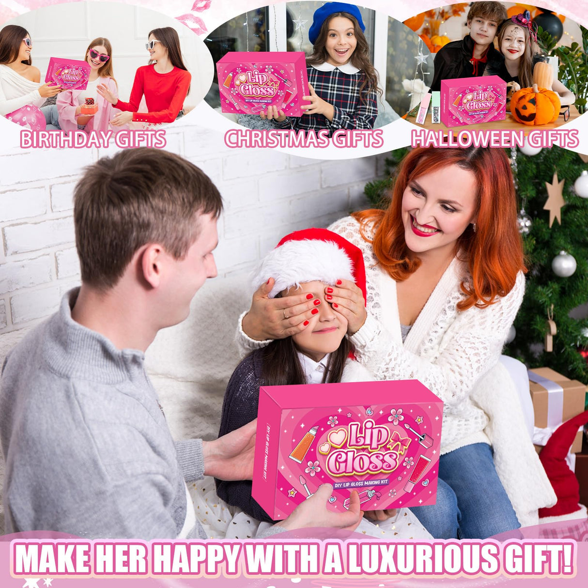 JCOOS Color Changing Lip Oil Kit, 64PCS Make Your Own Flavored Lip Gloss, Moisturizing Lipgloss Sets for Girls & Kids Jcoos