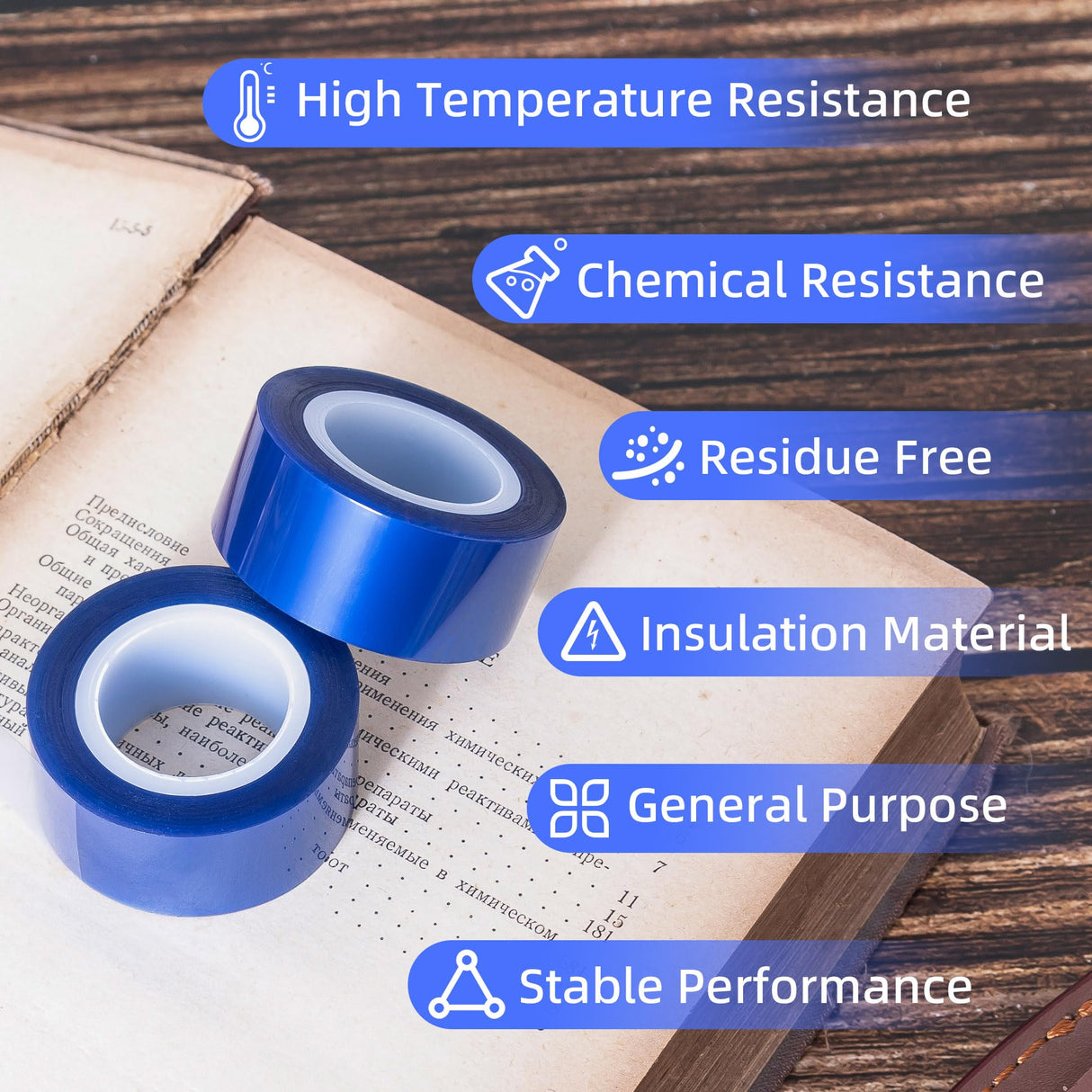 TSSART P18 Heat Tape - Blue Heat Press Tape for Vinyl Sublimation Heat Sublimation Heat Transfer, Oxidation and High Temperature Resistance Residue Free - 4Pack, 0.4inch x 54FT TSSART