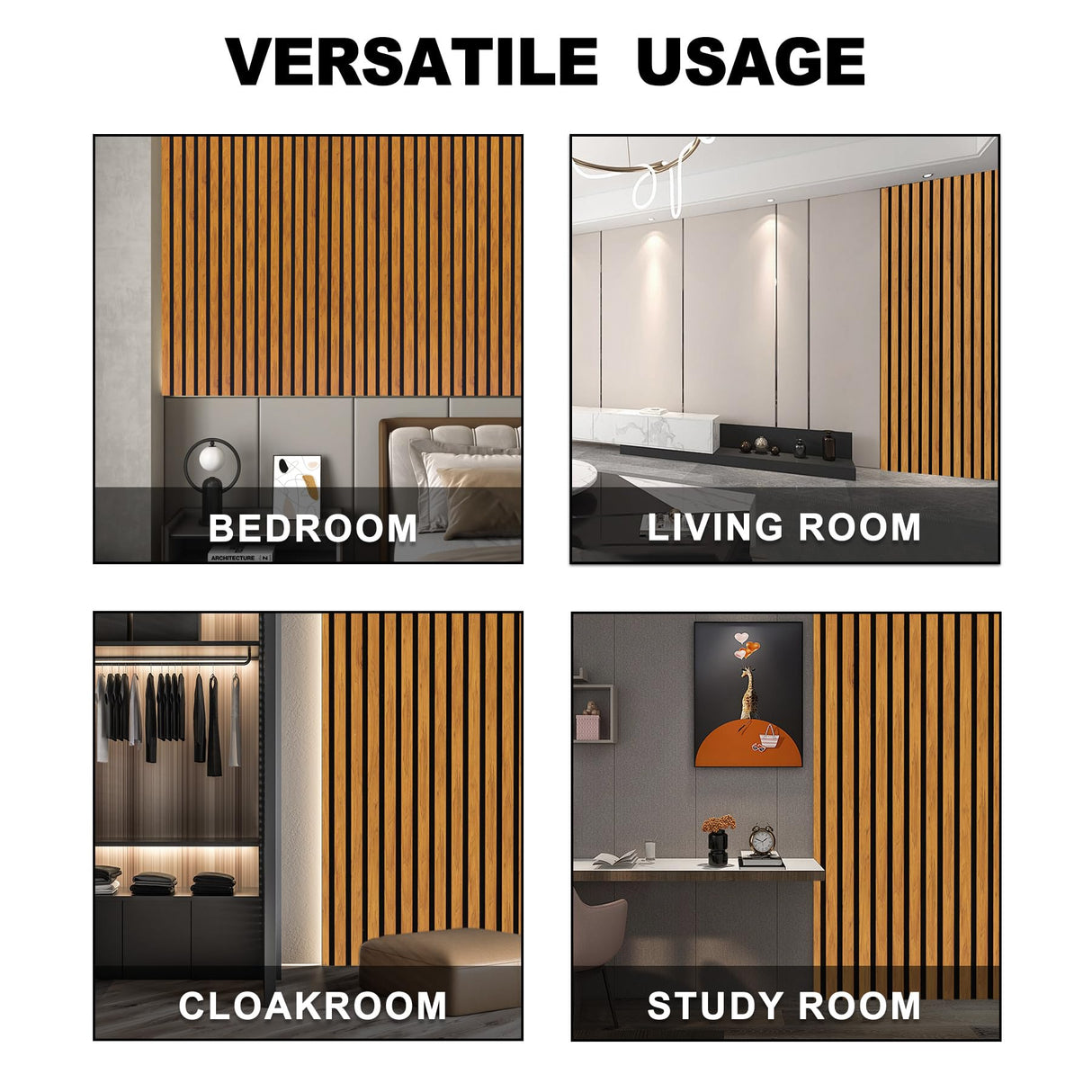 Gaahing 2 Pack Wood Finish Accent Wall Panels, 3D Slat Acoustic Paneling for Recording Studio, Office, Living Room Interior Decoration (Natural Walnut, 48"L x 24"W) Gaahing