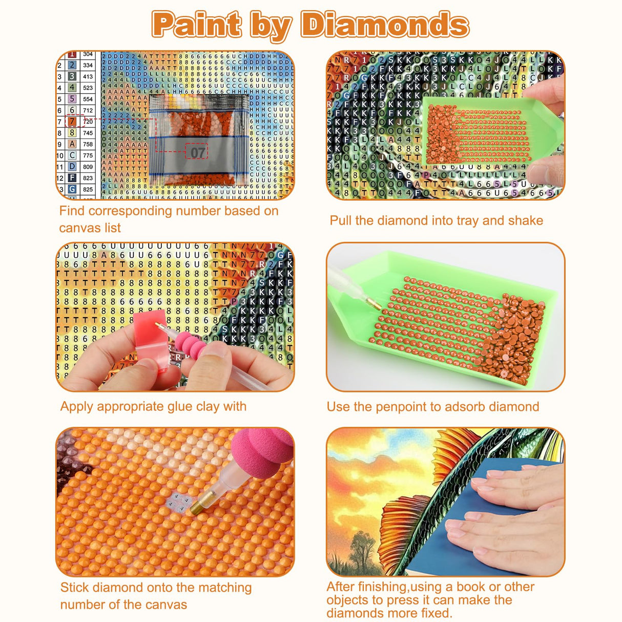 CEOVR Fishing Diamond Painting Kits, Fish Diamond Art Dots for Adult Beginner, 5D Full Drill DIY Landscape Crystal Gem Art, Adult Crafts Kits Arts and Crafts, Wall Decor for Home Office 12x12in CEOVR