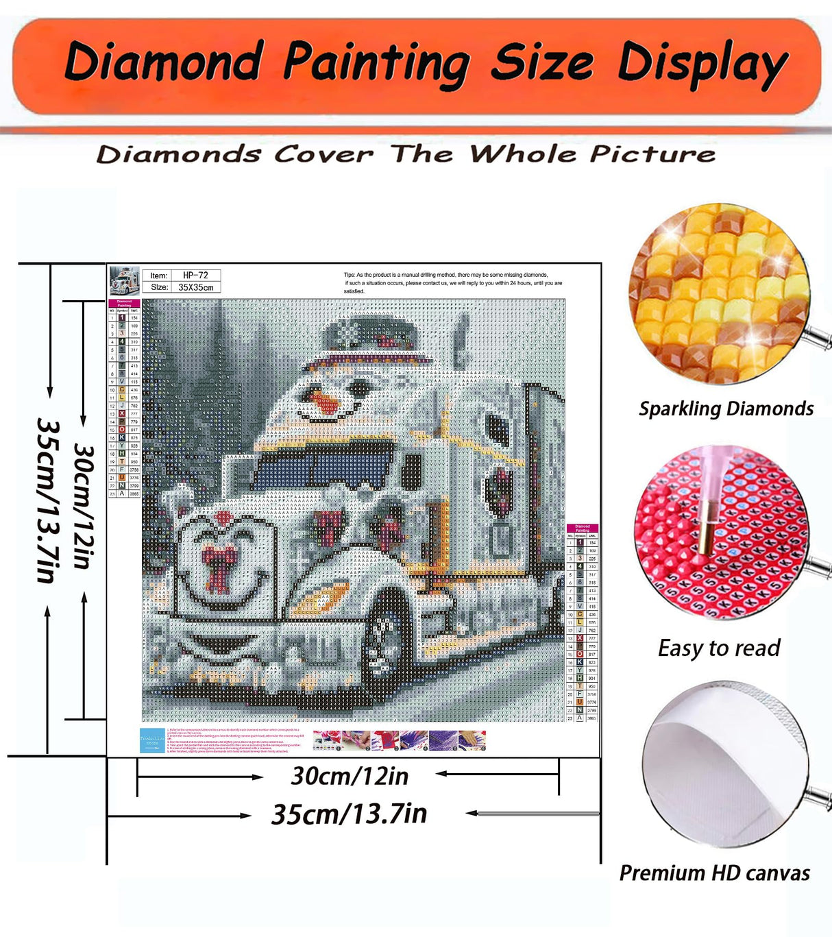 APTDYIGL 5D Christmas Diamond Painting Kits for Adults Beginner,DIY Truck Diamond Art Kits for Adults,Round Full Drill Diamond Dots with Gem Art Kits,Home Wall Decor 13.7X13.7inch APTDYIGL