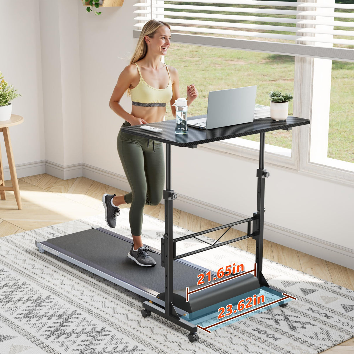 HOMIDEC Standing Desk, 32 Inch Portable Small Desk Adjustable Height, Rolling Home Office Desks with Wheels, Sit Stand Desk for Bedroom Walking Pad Home Office Small Space, Black HOMIDEC