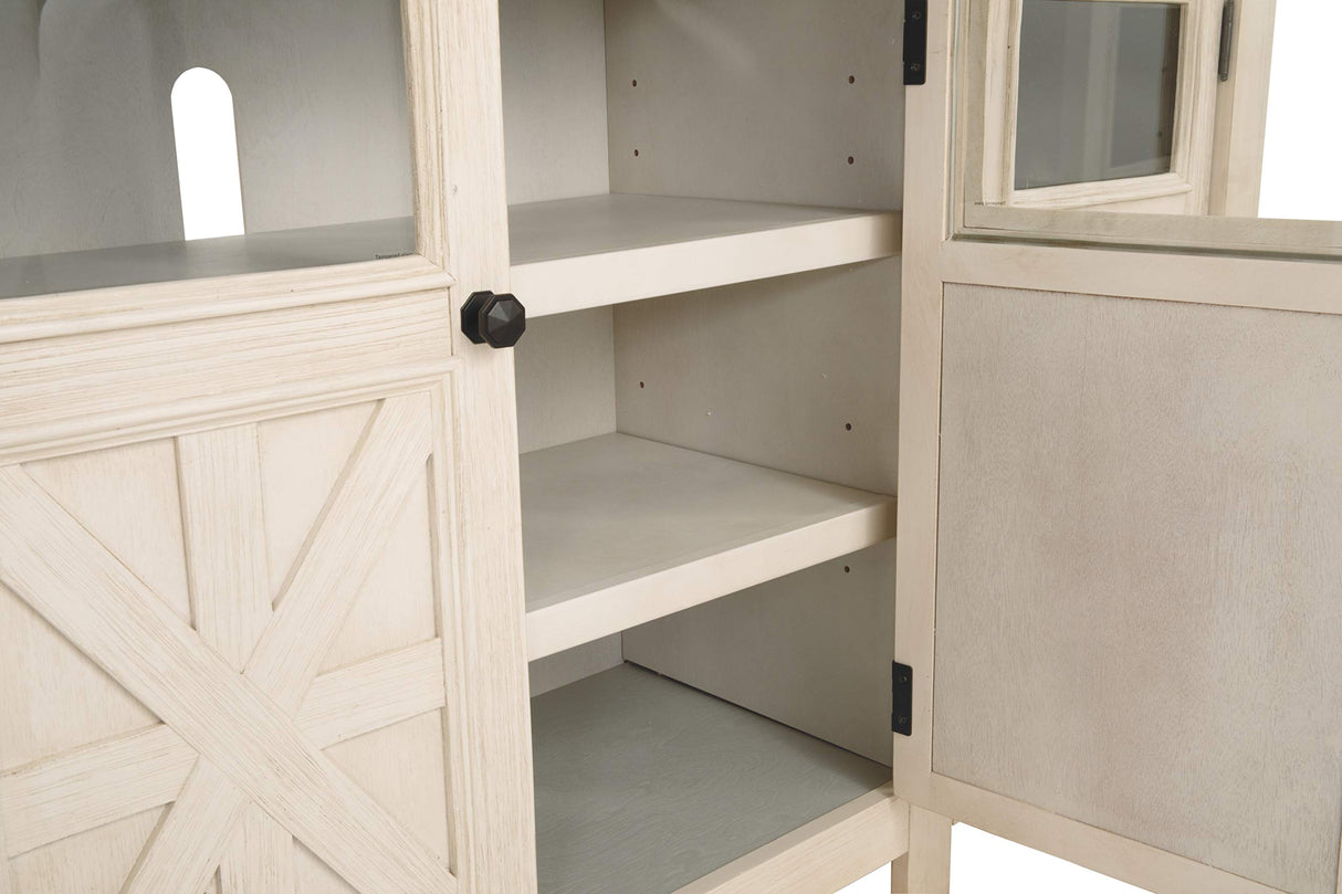 Signature Design by Ashley Bolanburg Two Tone Farmhouse TV Stand, Fits TVs up to 72", 3 Cabinets and Adjustable Storage Shelves, Whitewash Signature Design by Ashley