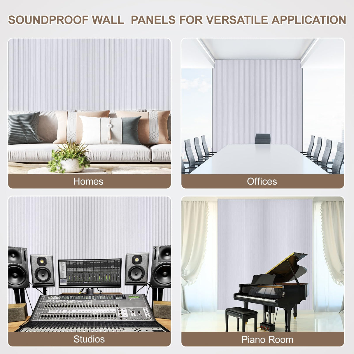 10Pack Large Acoustic Panels, 48x24x0.4 inch Sound Proof Panels for Walls, Self-Adhesive Sound Dampening Wall Panels, Noise Absorbing Decorative Wall Panels, Wall Noise Blocker for Home Studio (Grey) Lakexus