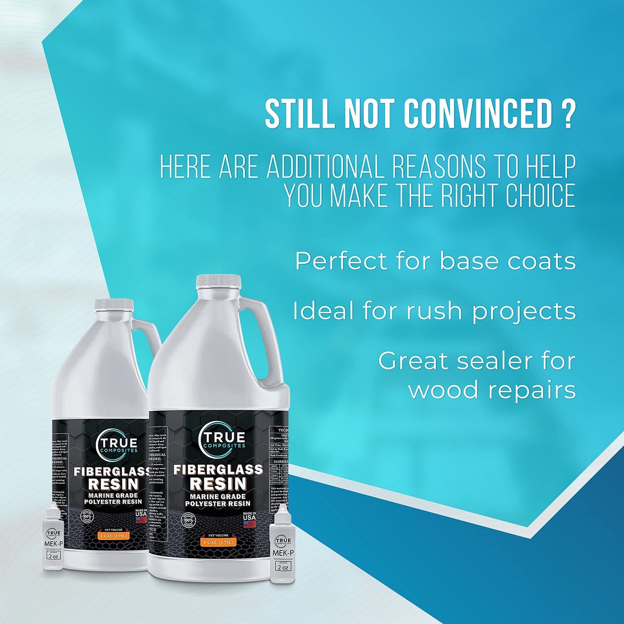 True Composites Fiberglass Resin Polyester Resin Marine Grade Resin 1 Gallon with MEKP Hardener Polymer Resin Fiberglass Repair Kit Laminating Resin for Wood Boat Building and Repair TRUE COMPOSITES