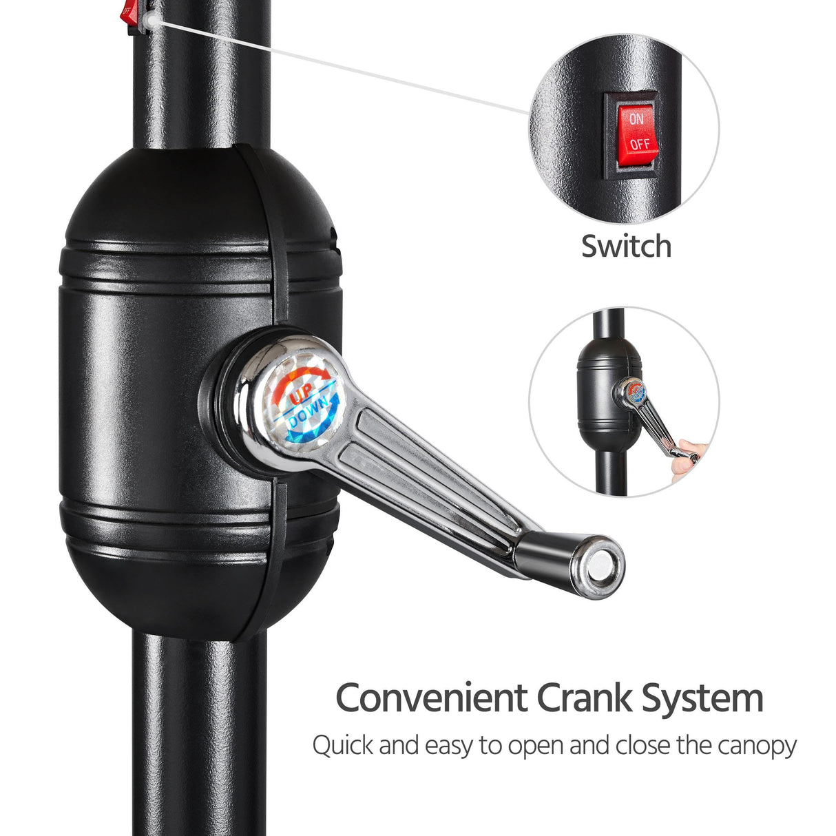 Yaheetech 10FT Solar Powered Patio Umbrella - UV Protection Market Table Umbrella w/ 32 LED Lights & Push Button Tilt & Crank Lift System for Garden/Lawn/Deck/Backyard/Pool,Red Yaheetech