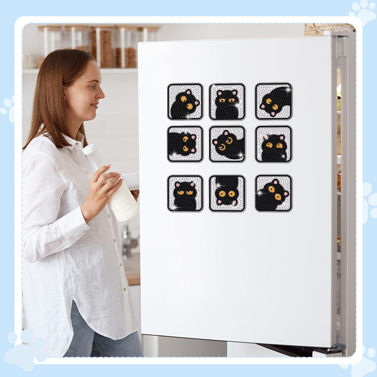 Morledoa Diamond Art Refrigerator Magnets, 9 PCS Cat Diamond Art Kits for Adults, DIY Diamond Painting Kits for Home Decor Morledoa