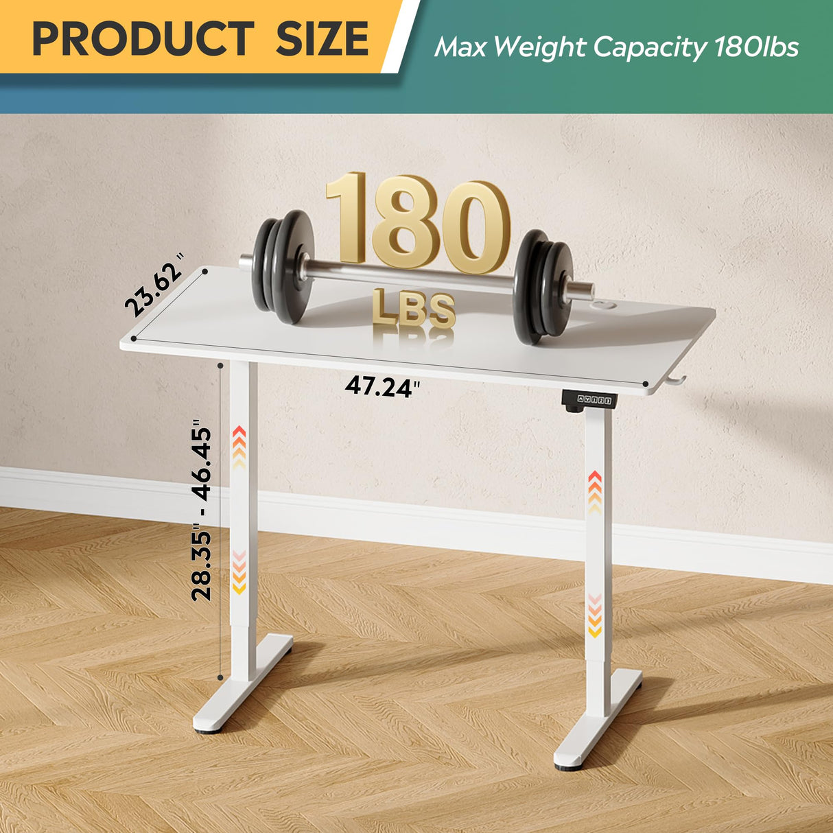 DEVAISE 48 X 24 Inches Electric Standing Desk,Height Adjustable Stand up Desk for Home Office, Ergonomic Sit to Stand Desk with Phone Holder,White DEVAISE