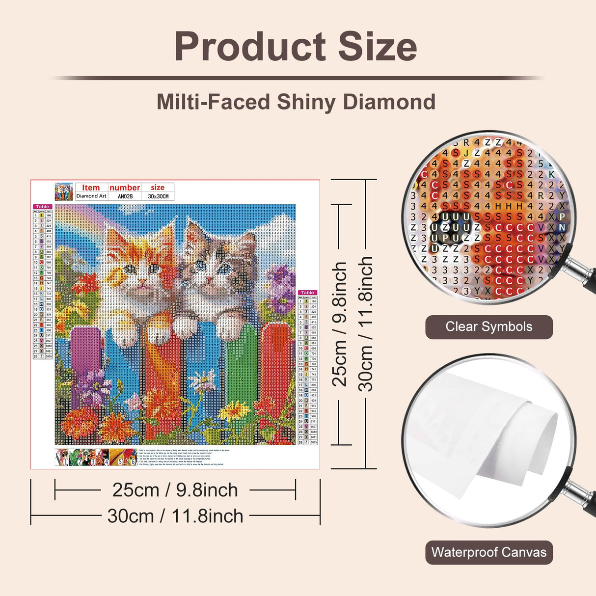 Anuver Cat Diamond Painting Kits for Adults, 5D DIY Diamond Art Kits for Beginners, Full Drill Diamond Painting Kits for Home Wall Decor, 12x12 Inch Anuver