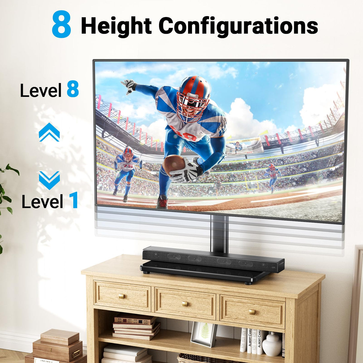 PERLESMITH Universal Swivel TV Stand for 24-60 inch TVs up to 99 lbs, 8 Height Adjustable Table Top TV Stand, TV Base Stand with Tempered Glass Base, Max VESA 400x400mm, PSTVS33 PERLESMITH