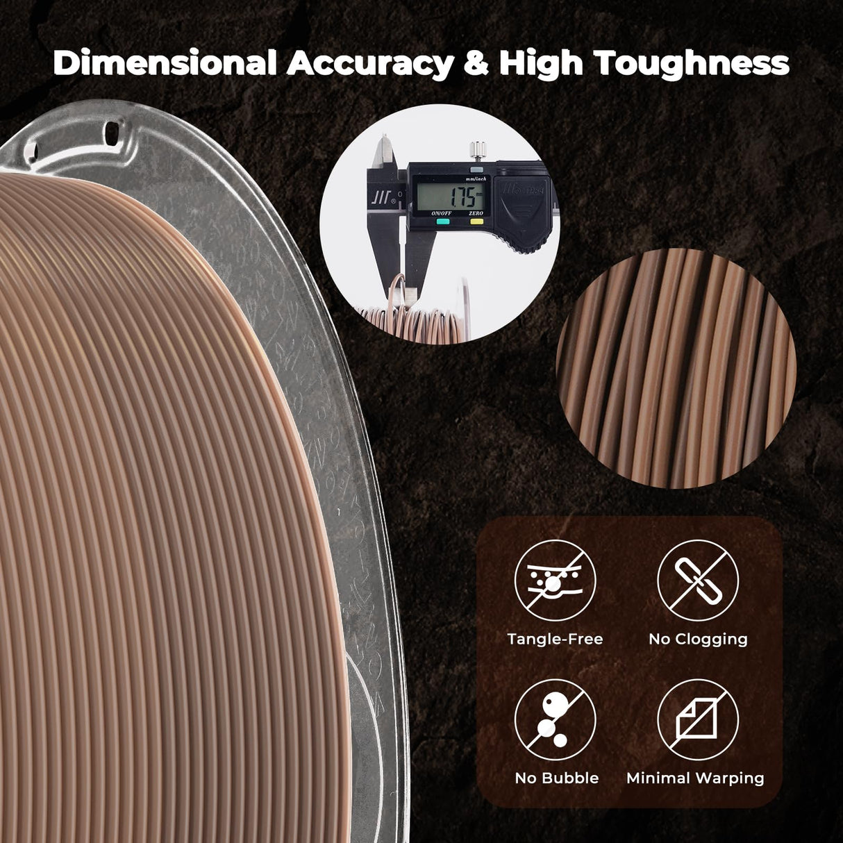 AMOLEN PLA Filament Fossil Gradient Stone PLA 3D Printer Filament 1.75MM Dimensional Accuracy +/- 0.02mm1kg(2.2lbs) Matte Finish Printing Spool AMOLEN