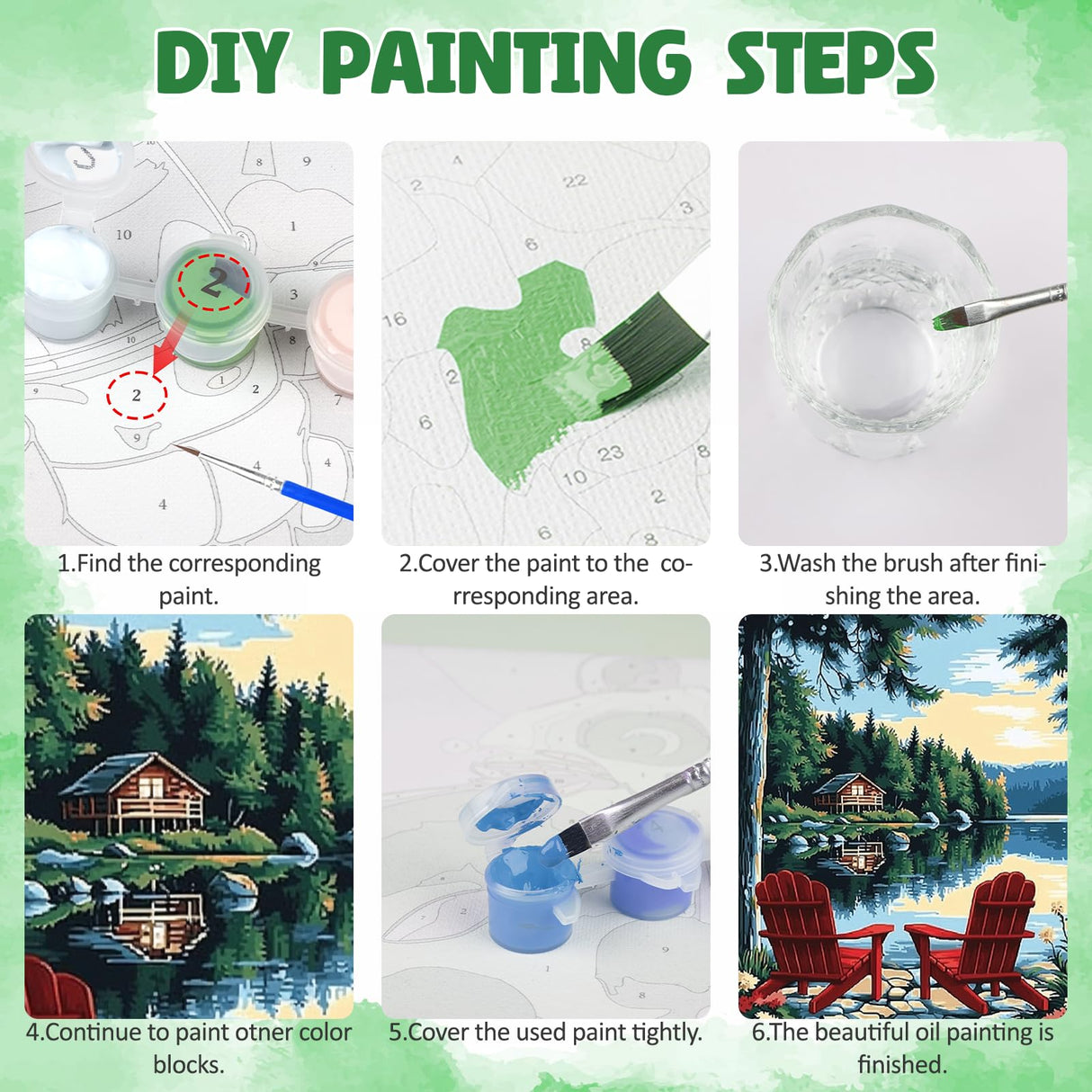 DOMROM Framed Paint by Numbers Kit for Adults Beginners with Wooden Easel, Landscape Lake Paint by Number Kit on Canvas, DIY Oil Painting Kits for Home Wall Decor Gift 20x30cm DOMROM