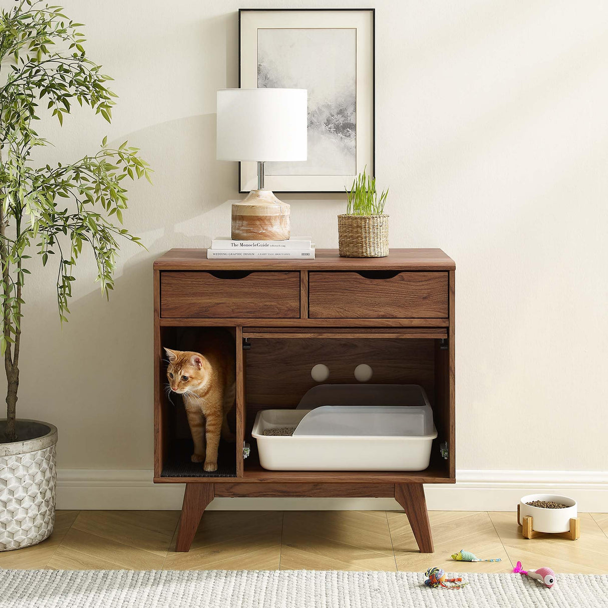 Modway EEI-6796-WAL Render Cat Cabinet, Walnut Modway