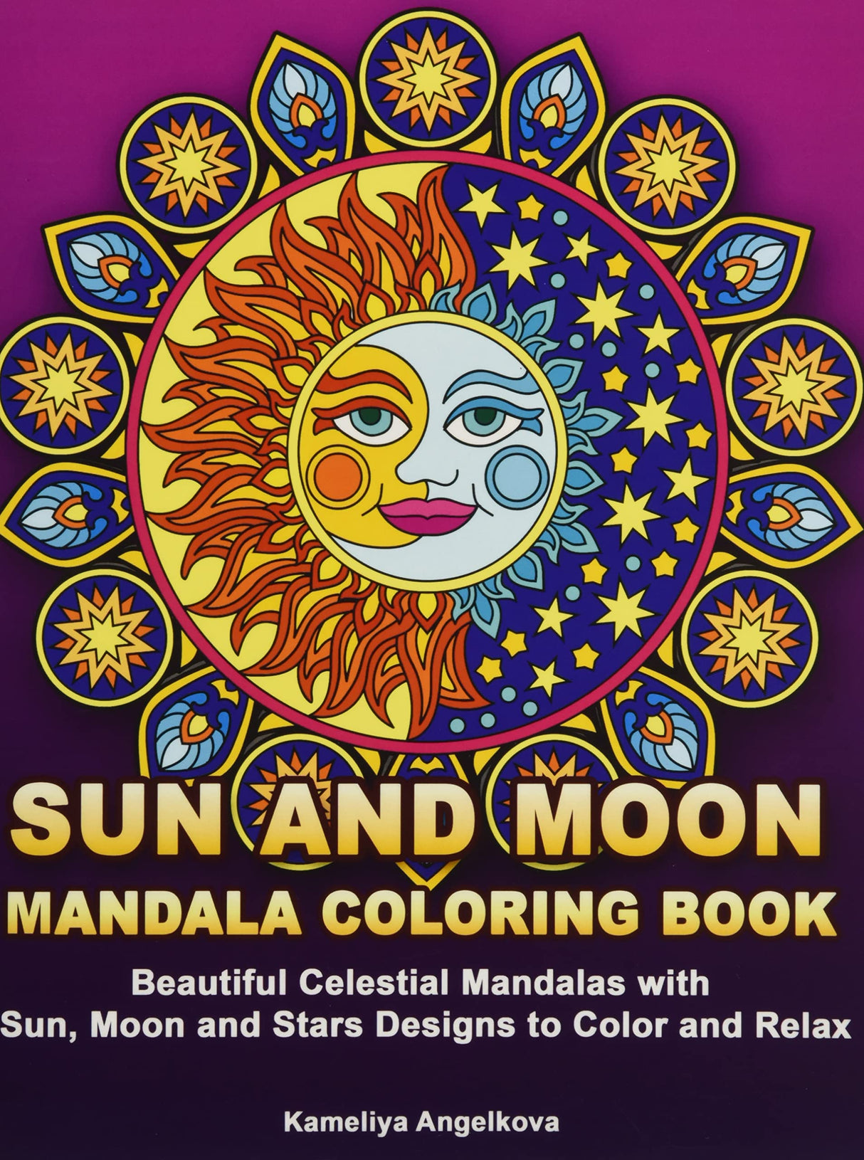 Sun and Moon Mandala Coloring Book: Beautiful Celestial Mandalas with Sun, Moon and Stars Designs to Color and Relax Majosta