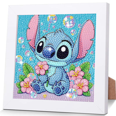 Gearock Diamond Art Kits for Adults Beginners, Small 5D Diamond Painting Kits with Wooden Frame, Easy DIY Cute Big Gem Kits for Cartoon Lovers Halloween Christmas Birthday Gifts, 7x7 Inch