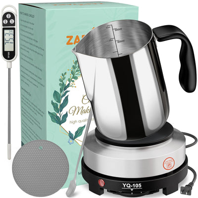 Zapstarz Candle Making Kit with Hot Plate, Candle Making Supplies for Adults Beginners, Wax Melting Pot with Stirring Spoon, Anti-Scalding Pad, Thermometer for Candle Making, Candle Making Pouring Pot