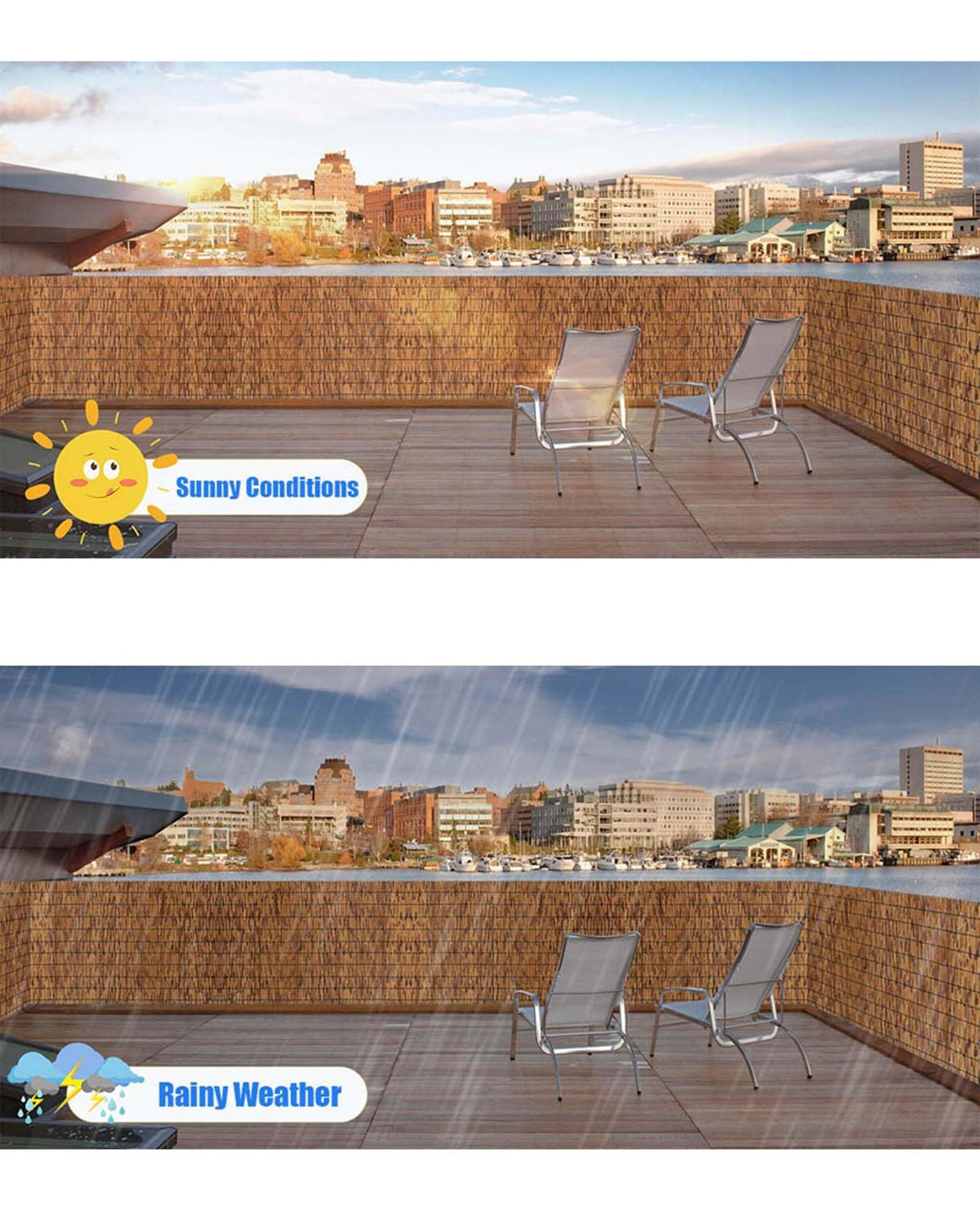 Bamboo Fencing Outdoor Balcony Privacy Fence Screen Decorative Fences 2ft 3ft 4ft 5ft 6ft Free Standing Patio Privacy Wall for Garden Balcony Yard Valentine's Day Holiday Parties ZrIxophenic