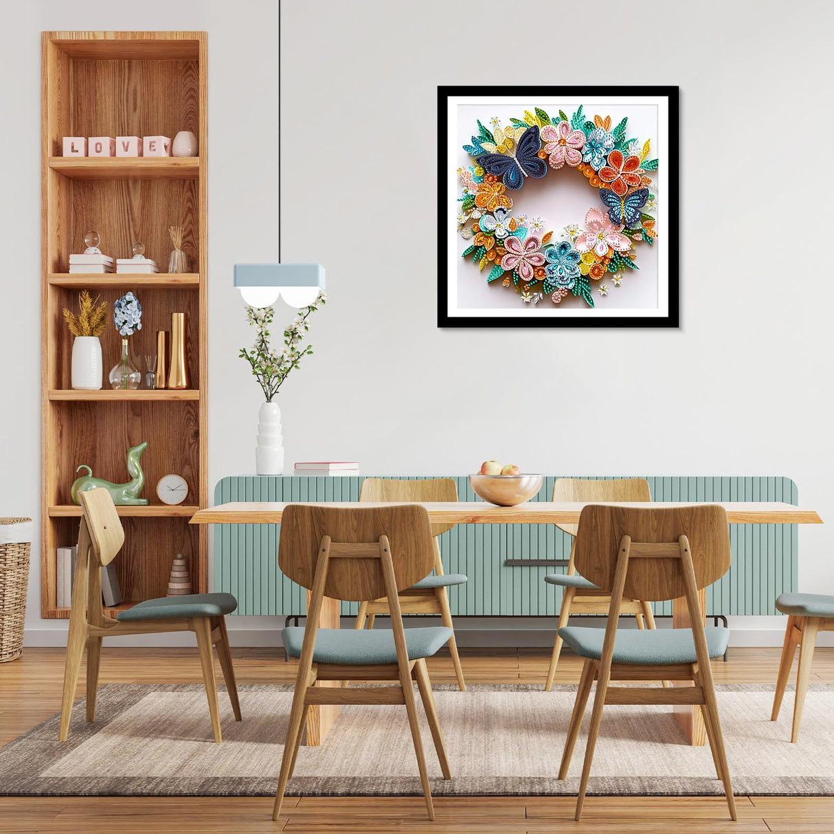 MXJSUA 5D Butterfly Flowers Special Shape Diamond Art Painting Kits for Adults, Flowers Wreath Crystal Rhinestones Diamond Gem Art Painting for Home Wall Decoration 12×12inch MXJSUA