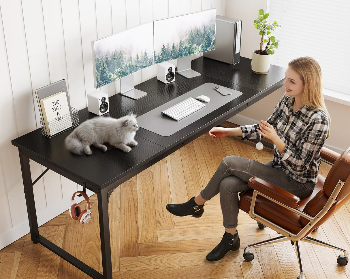 Coleshome 71 Inch Computer Desk, Modern Simple Style Desk for Home Office, Study Student Writing Desk, Black Coleshome