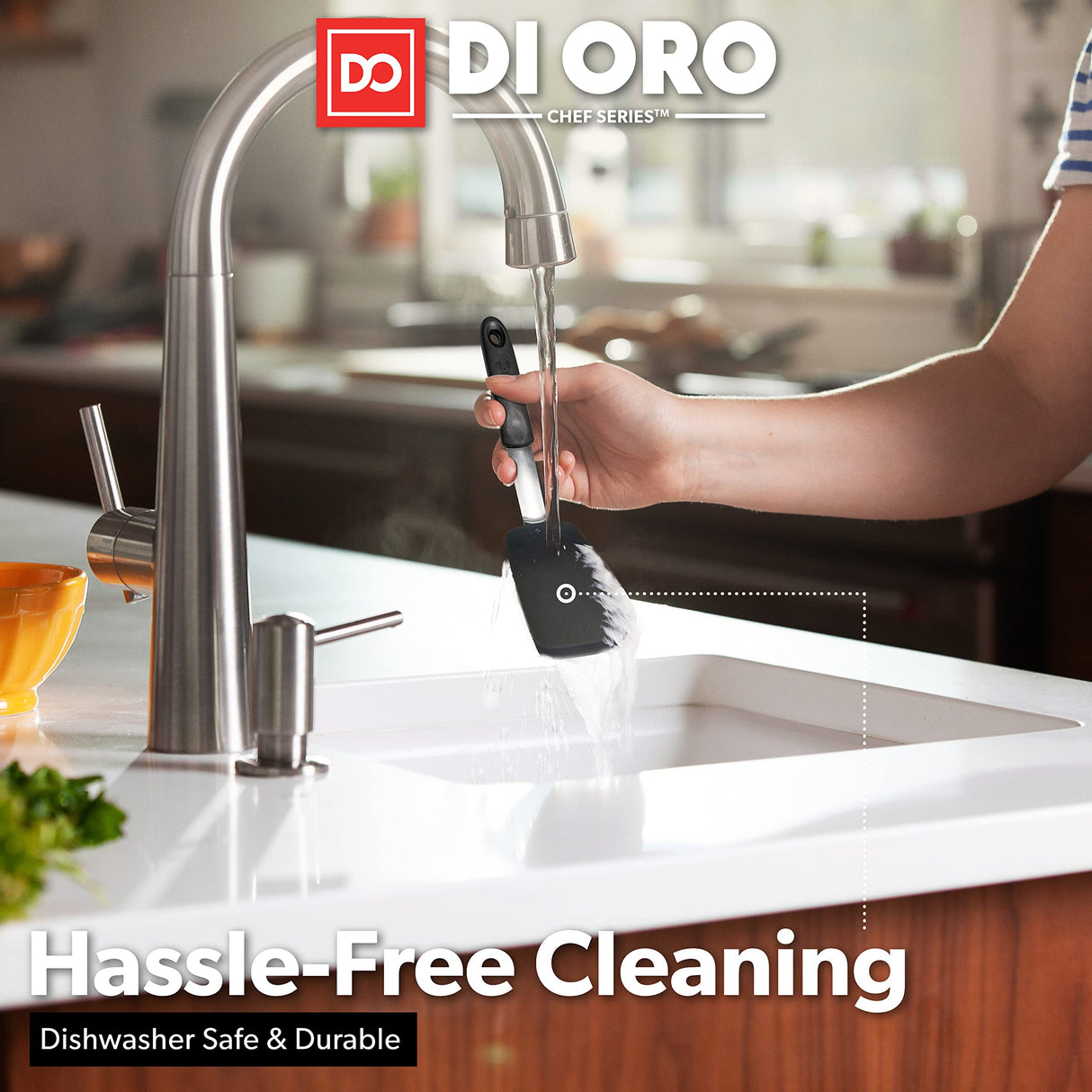 DI ORO Living Spatulas for Kitchen Use - Spatulas Silicone Heat-Resistant up to 600°F - Turner Spatula Set for Cooking - BPA Free Wide Pancake Spatulas - Egg Flippers for Nonstick Cookware Safe (3pc) di Oro Living