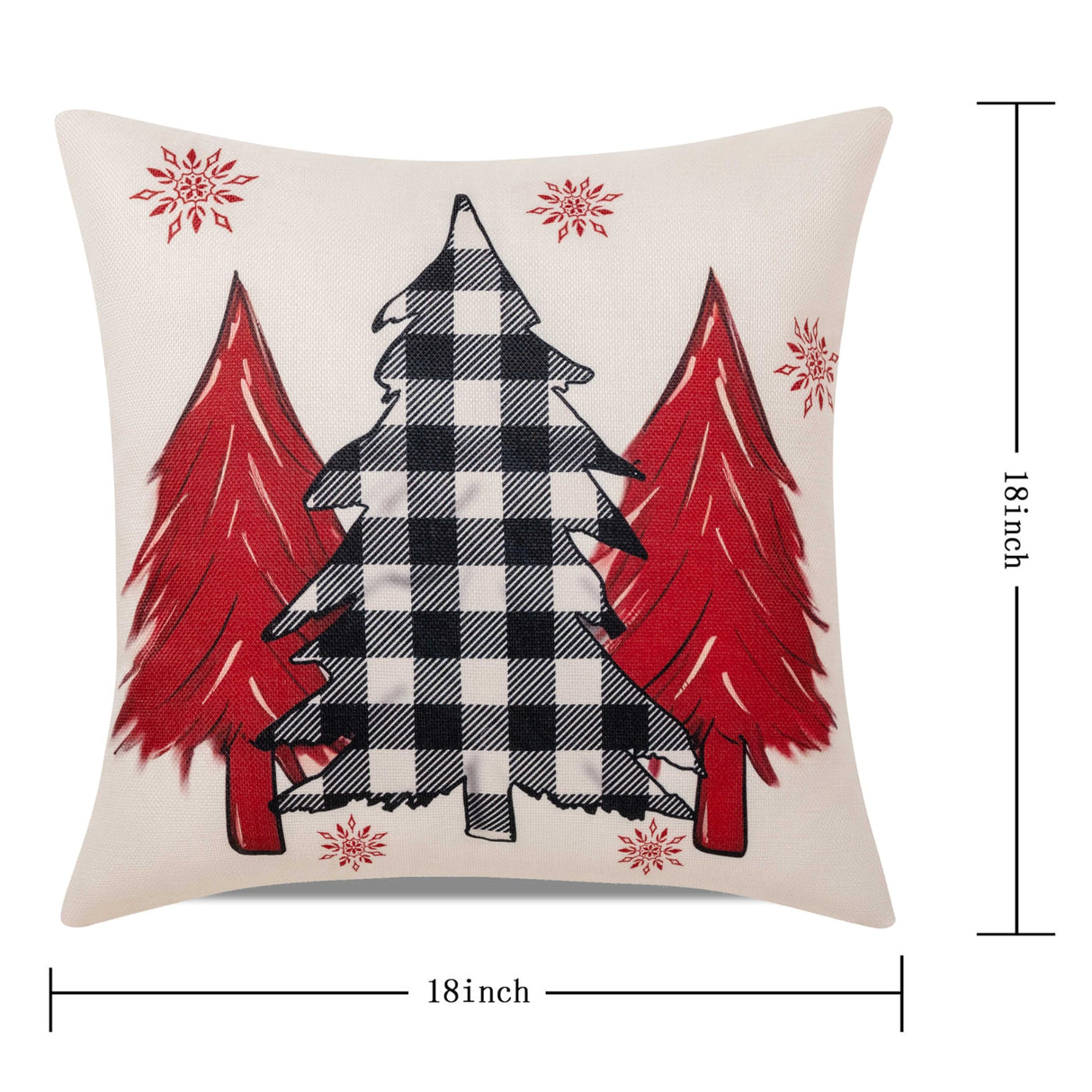 Red Christmas Decorations-Throw Pillow Covers 18x18 in Set of 4,Decorative Joy Snowflake Pillow Case for Couch Sofa Winter Holiday Indoor Outdoor Home Red White Xams Decorations Hongsome