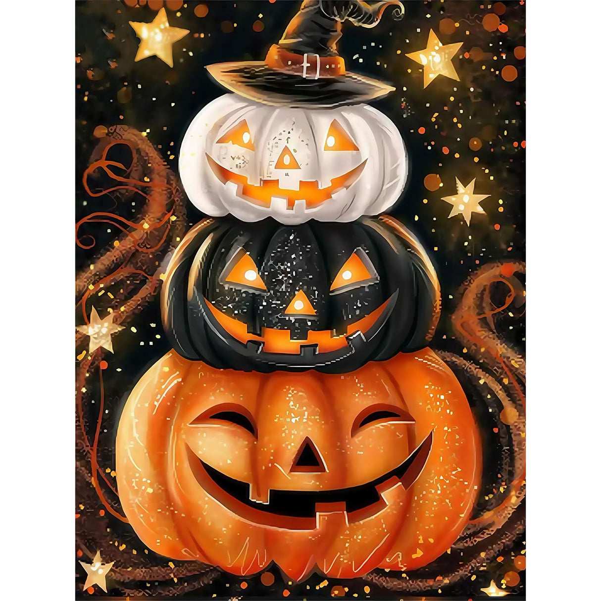 bleihum Pumpkin Diamond Art Kits for Adults- 5D Diamond Painting Kits for Adults, Halloween Gem Painting Kit for Home Wall Decor Gifts(12x16inch) bleihum