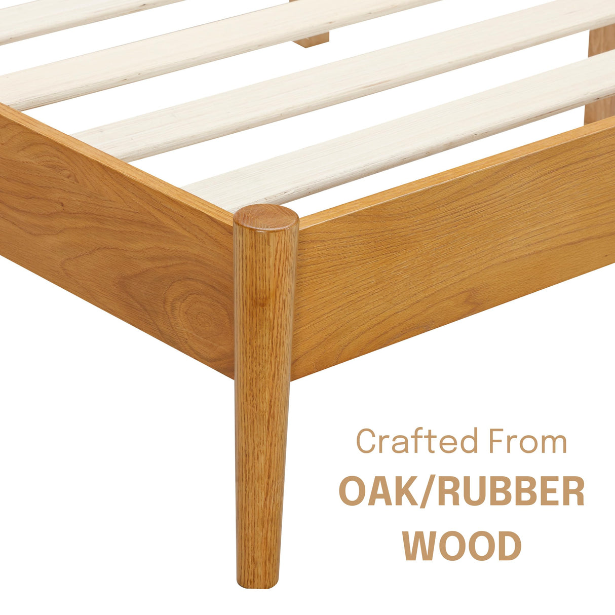 NTC Inno Rustic Oak Wooden Bed Frame with Headboard – Solid Oak & Rubber Wood, Silent Slats, King Size NTC