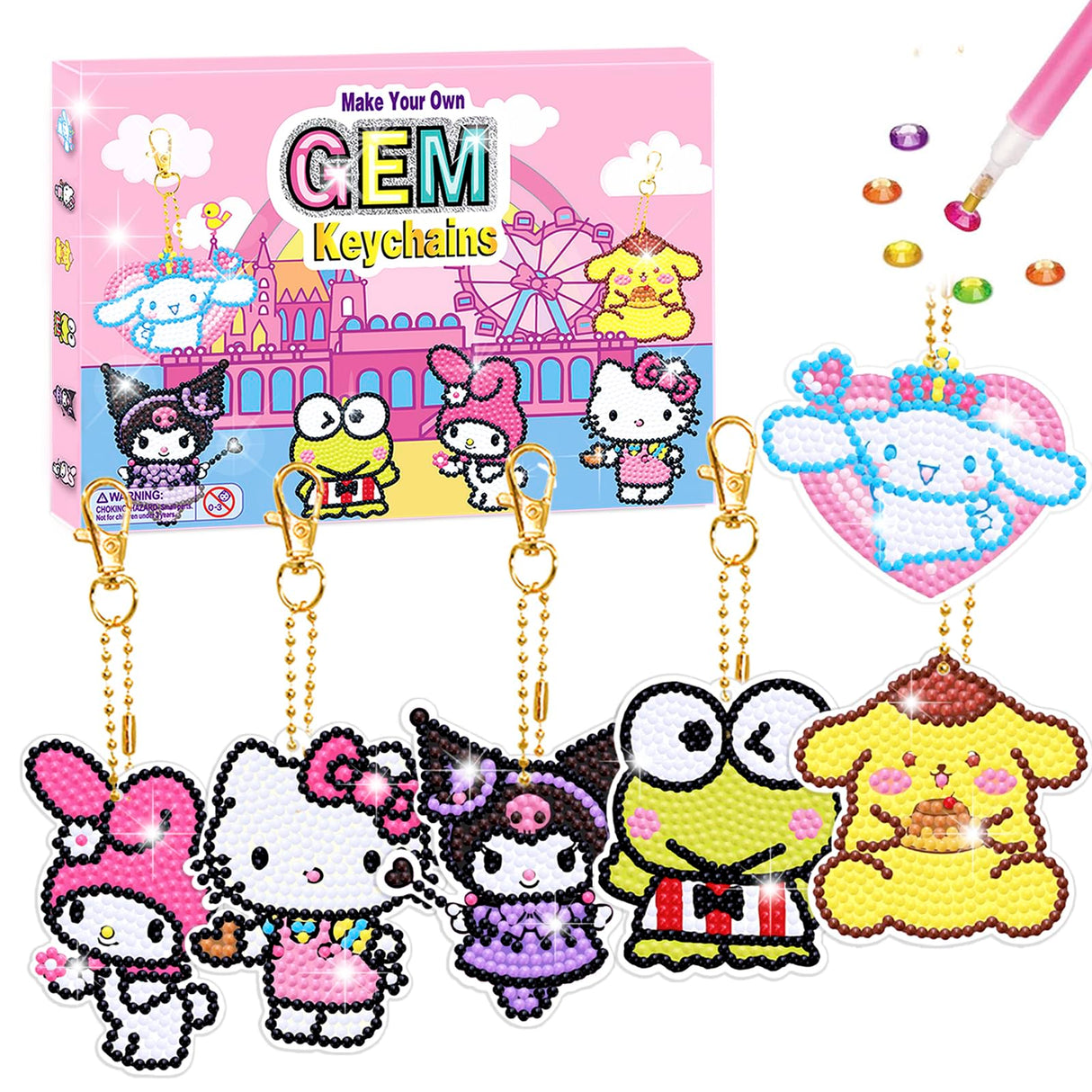 Crafts for Girls 8-12 - 6Pcs Make Your Own GEM Art Keychains - Arts and Crafts for Kids Ages 8-12 - Diamond Art Kits for Kids - 5D Dimond Art Paintings by Numbers - Art & Craft Gifts for 6 10 Year Old Nardoll