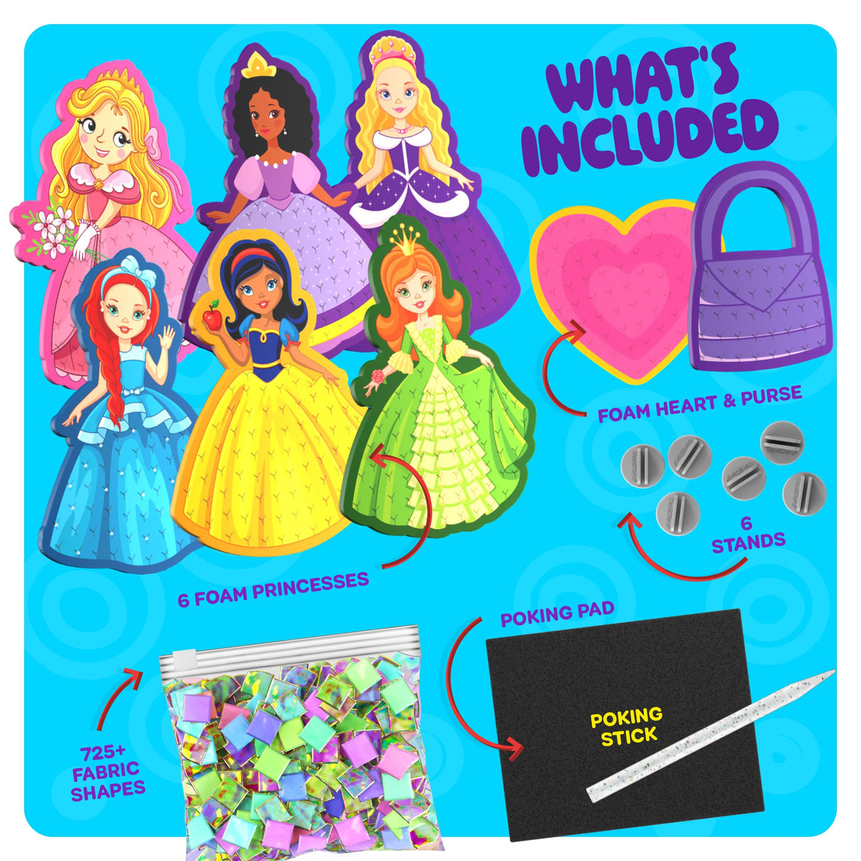 Dan&Darci Jab Jab Art Magical Princesses Kit - Gifts for 5 Year Old Girls - Arts and Crafts for Kids Ages 4-8, 4-6 - Mess-Free Craft - Birthday Gift Ideas for Girls Ages 4, 5, 6, 7, 8, 9 Dan&Darci