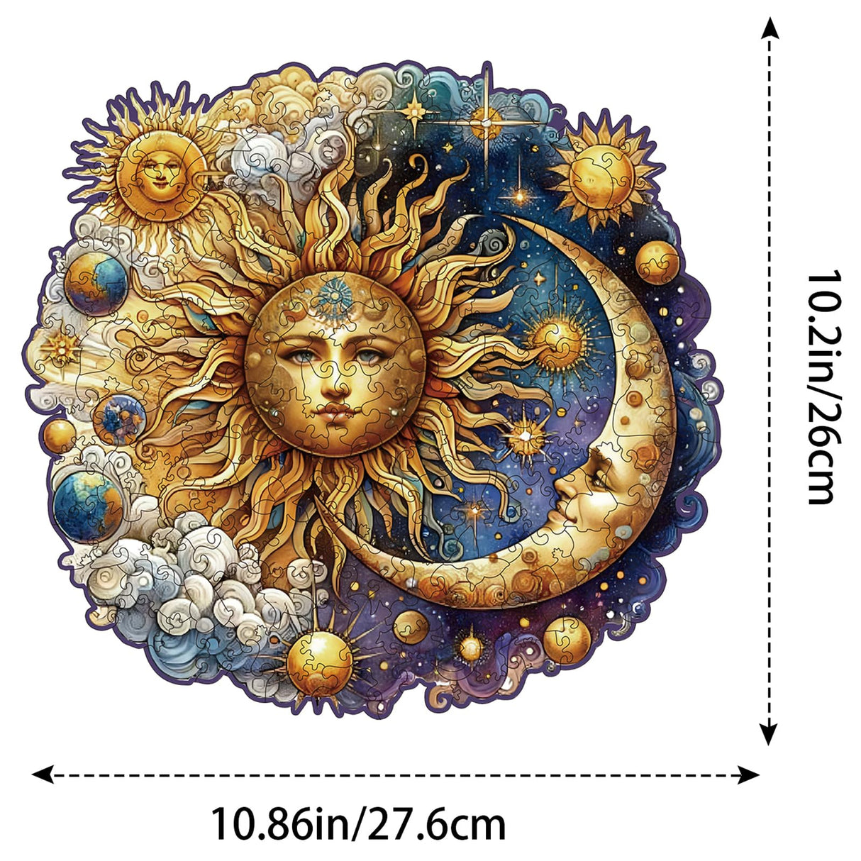 Wooden Puzzles for Adults, Sun and Moon Wood Puzzles 200 Pieces, Irregular Animal Shaped Unique Wooden Jigsaw Puzzles, Creative Ghristmas Gift for Teenagers and Adults WHJSG