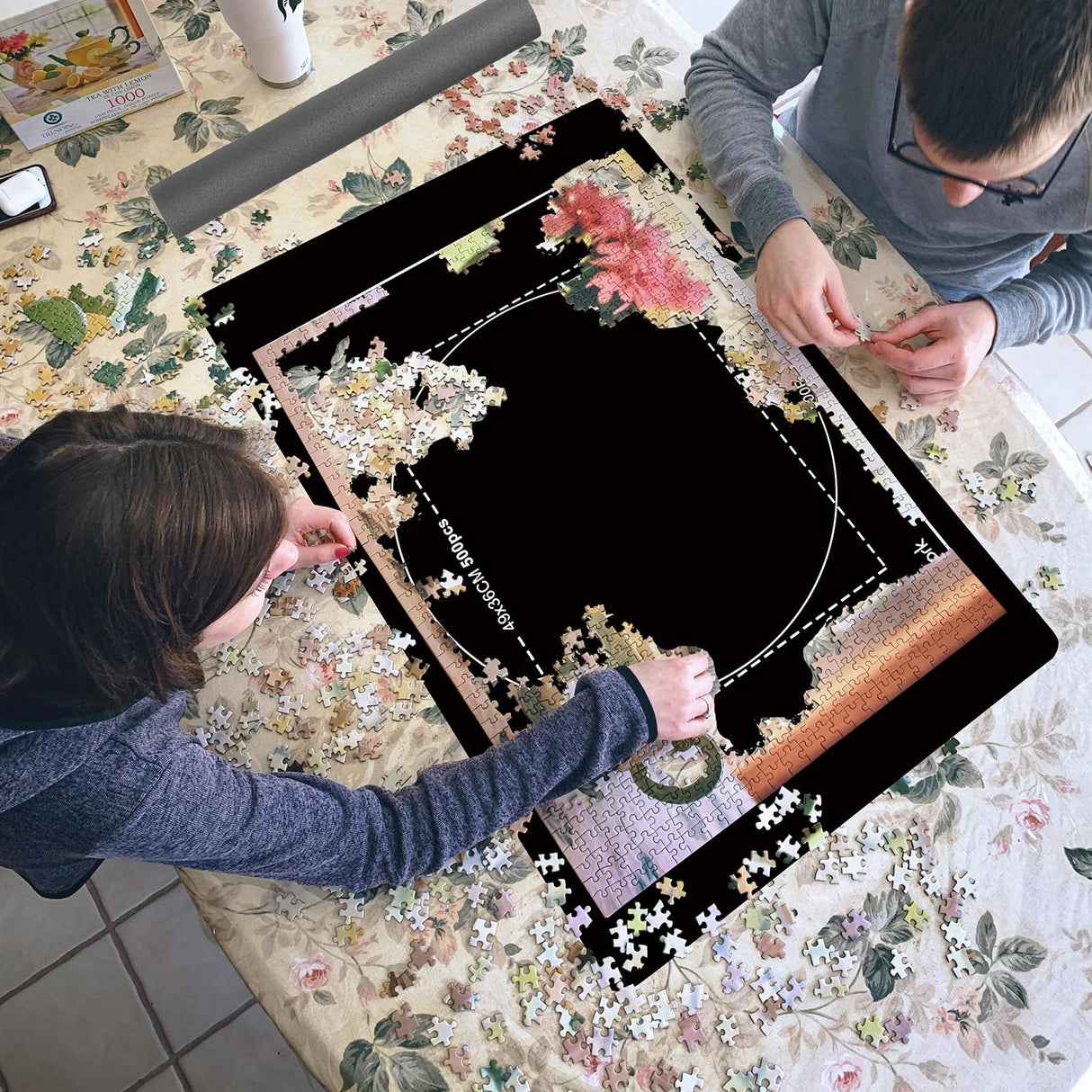 Rubber Jigsaw Puzzle Mat 1000 Pieces | 20" x 27"Puzzle Mats Roll Up | Jigsaw Puzzle Mats for Adult Puzzles Storage and Saver | Work with Puzzle Board and Puzzle Table Celawork