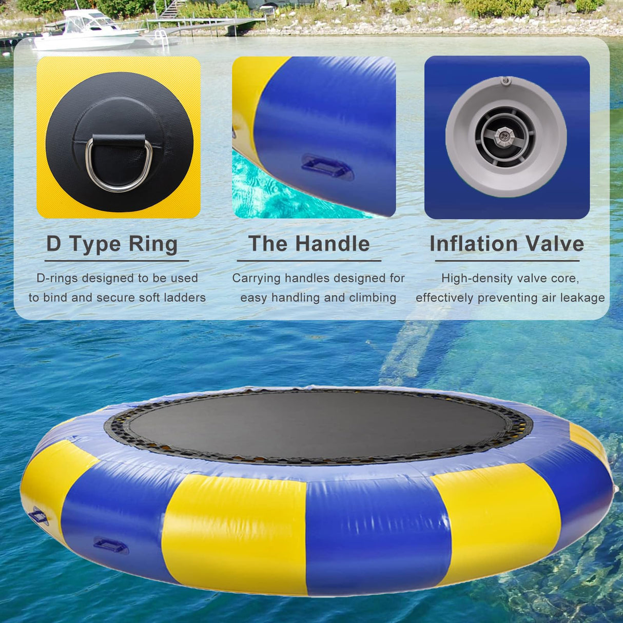 YEYUBIW 20FT/6Meter Inflatable Water Trampoline, Adult Kids Water Sports Round Jump Bed Floating Swim Platform with Electric Pump,Blue,20FT YEYUBIW