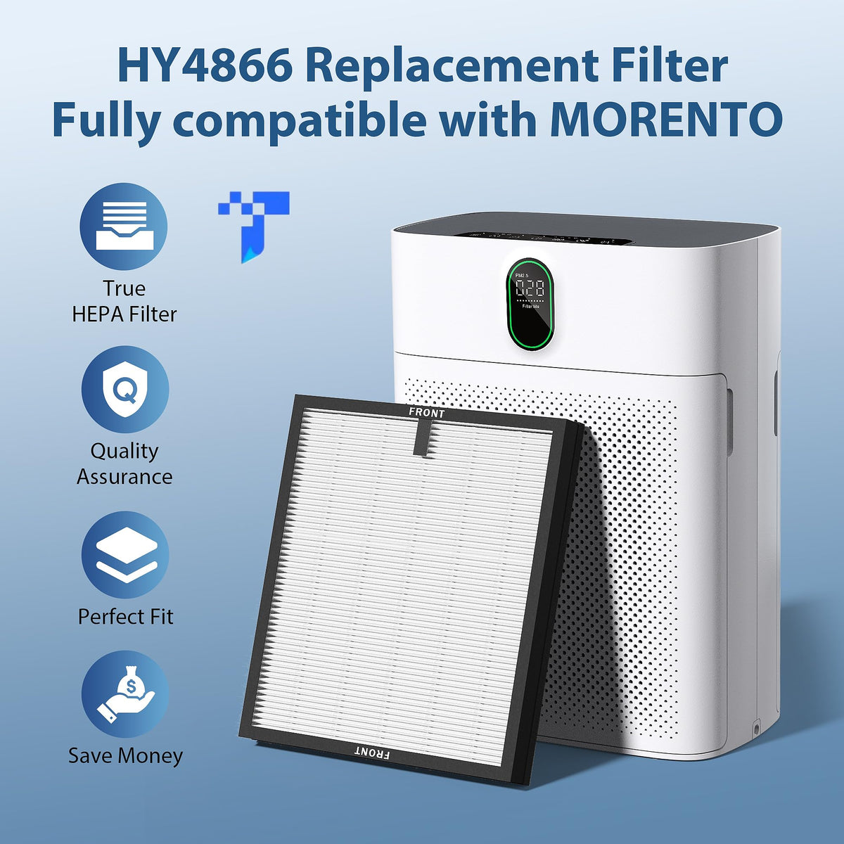 CHIVALZ 4 Pack HY4866 True HEPA Replacement Filters Compatible with MORENTO HY4866 Air Purifier, WESTHEY HY4866 Air Purifier and YIOU M1 Air Cleaner Purifier, Original Version CHIVALZ