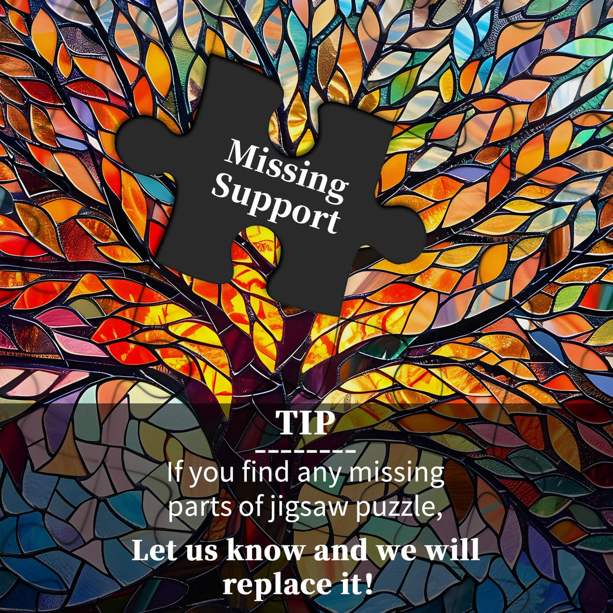 PICKFORU Stained Glass Puzzle Tree of Life Puzzles for Adults 1000 Pieces, Impossible Hard Difficult Challenging Puzzles for Adults, Colorful Mosaic Tree of Life Jigsaw Puzzle 1000 Pieces PICKFORU