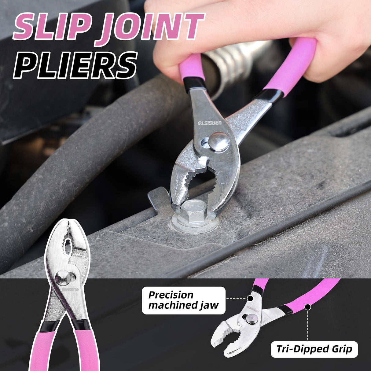 URASISTO 40-Piece Home Tool Kit with Easy Carrying Box, Small Basic Hand Tool Set Perfect for DIY Building, Home Maintenance and Woodworking, Great for College Students - PINK URASISTO