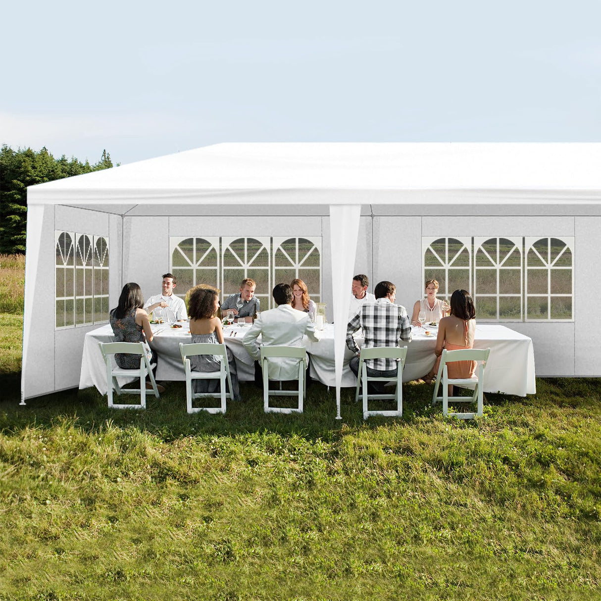 SEALAMB Party Canopy Tent 10x30FT with 8 Removable Waterproof Sidewalls, Outdoor Large Canopy Tent Paito Gazebo Party Tent Wedding Tents for Backyard SEALAMB