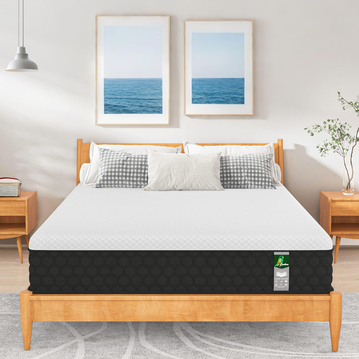 JEEKEA 12 inch Queen Mattress in a Box - 12 Inch Memory Foam Mattress Queen Size - Hybrid Matress for Back Pain Relief - Medium Firm with Motion Isolation & Strong Edge Support JEEKEA